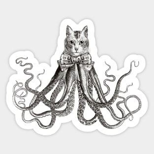 Octopussy | Half Cat Half Octopus | Hybrid Animals | Vintage Style | Sticker